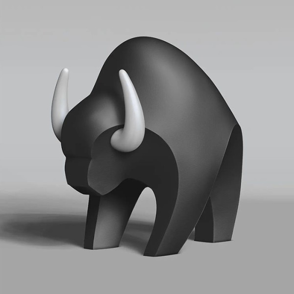 3D Printing Black Buffalo Minimalist Ornament Decoration toy 3D Model .c4d .max .obj .3ds .fbx .stl .blend 