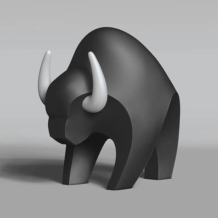 Giocattolo decorativo con ornamento minimalista di bufalo nero con stampa 3D Modello 3D .c4d .max .obj .3ds .fbx .stl .blend 