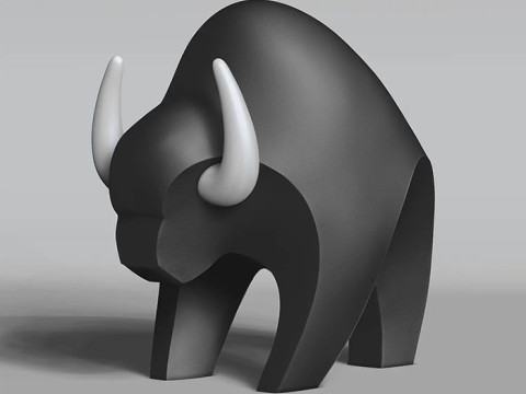 3D Printing Black Buffalo Minimalist Ornament Decoration toy Modèle 3D