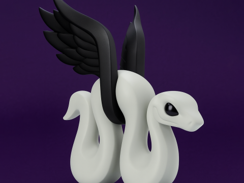 3D Printing Winged Snake Spectra Viper Minimalist Ornament Decoration toy Modelo 3D