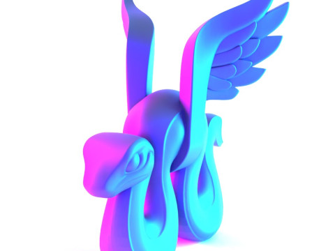 3D Printing Winged Snake Spectra Viper Minimalist Ornament Decoration toy 3D Modell