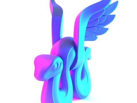 3D Printing Winged Snake Spectra Viper Minimalist Ornament Decoration toy 3D Model