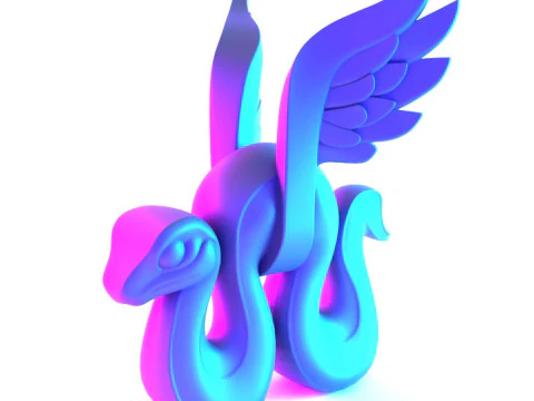 3D Printing Winged Snake Spectra Viper Minimalist Ornament Decoration toy 3D Model