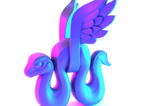 3D Printing Winged Snake Spectra Viper Minimalist Ornament Decoration toy 3D Modell