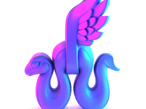 3D Printing Winged Snake Spectra Viper Minimalist Ornament Decoration toy 3D Modell