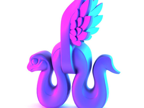 3D Printing Winged Snake Spectra Viper Minimalist Ornament Decoration toy 3D Modell
