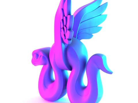 3D Printing Winged Snake Spectra Viper Minimalist Ornament Decoration toy 3D Model