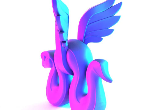 3D Printing Winged Snake Spectra Viper Minimalist Ornament Decoration toy 3D Model