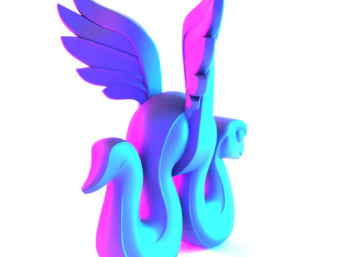 3D Printing Winged Snake Spectra Viper Minimalist Ornament Decoration toy 3D Model