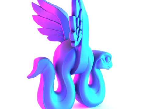 3D Printing Winged Snake Spectra Viper Minimalist Ornament Decoration toy 3D Model