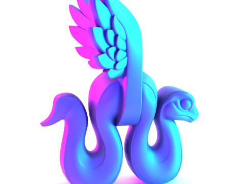 3D Printing Winged Snake Spectra Viper Minimalist Ornament Decoration toy 3D Modell