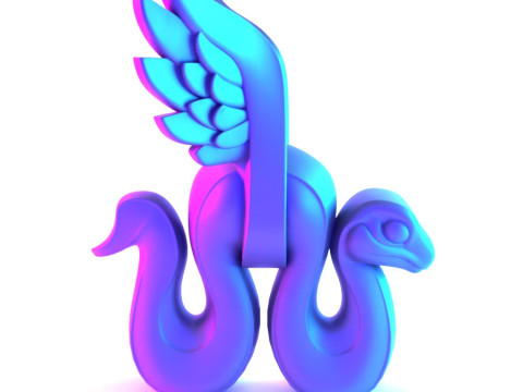 3D Printing Winged Snake Spectra Viper Minimalist Ornament Decoration toy 3D Modell