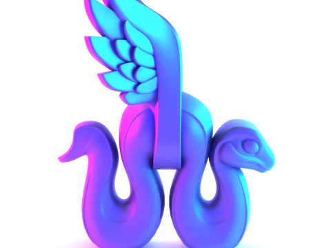 3D Printing Winged Snake Spectra Viper Minimalist Ornament Decoration toy 3D Model