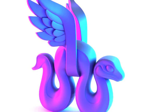 3D Printing Winged Snake Spectra Viper Minimalist Ornament Decoration toy 3D Model