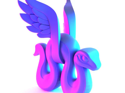 3D Printing Winged Snake Spectra Viper Minimalist Ornament Decoration toy 3D Model