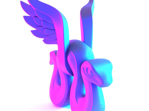 3D Printing Winged Snake Spectra Viper Minimalist Ornament Decoration toy 3D Modell