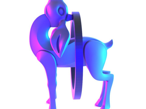 3D Printing Deer Circle Cervus Minimalist Ornament Decoration toy 3D Модель