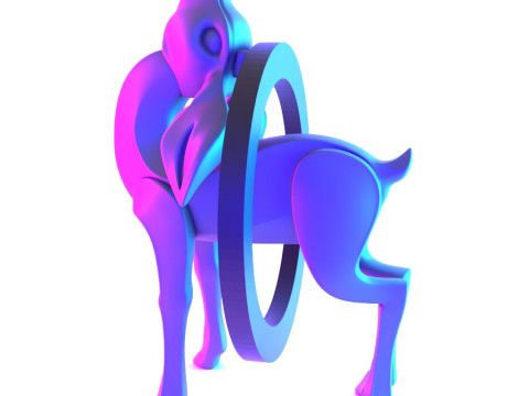 3D Printing Deer Circle Cervus Minimalist Ornament Decoration toy 3D Модель
