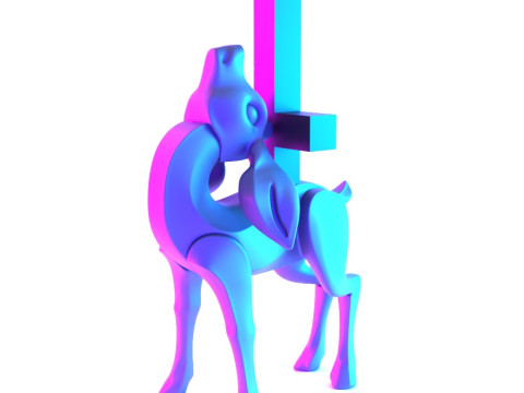 3D Printing Deer Crux Cervus Minimalist Ornament Decoration toy Modello 3D