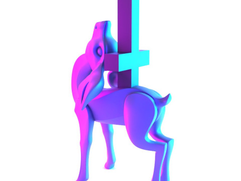 3D Printing Deer Crux Cervus Minimalist Ornament Decoration toy Modello 3D