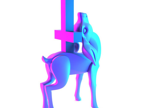 3D Printing Deer Crux Cervus Minimalist Ornament Decoration toy Modello 3D