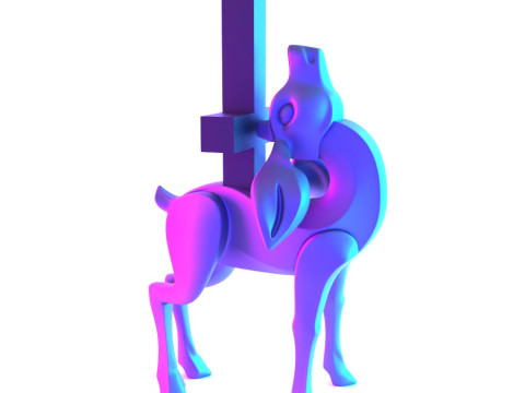 3D Printing Deer Crux Cervus Minimalist Ornament Decoration toy Modello 3D