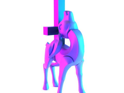 3D Printing Deer Crux Cervus Minimalist Ornament Decoration toy Modello 3D