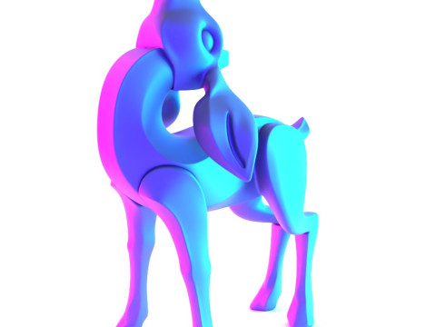 3D Printing Deer Cervus Minimalist Ornament Decoration toy Modello 3D