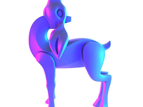 3D Printing Deer Cervus Minimalist Ornament Decoration toy Modello 3D