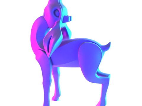 3D Printing Deer Cervus Minimalist Ornament Decoration toy Modello 3D