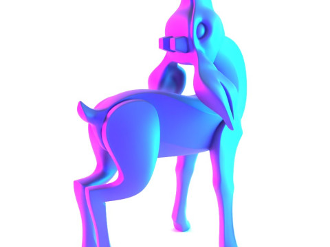 3D Printing Deer Cervus Minimalist Ornament Decoration toy Modello 3D