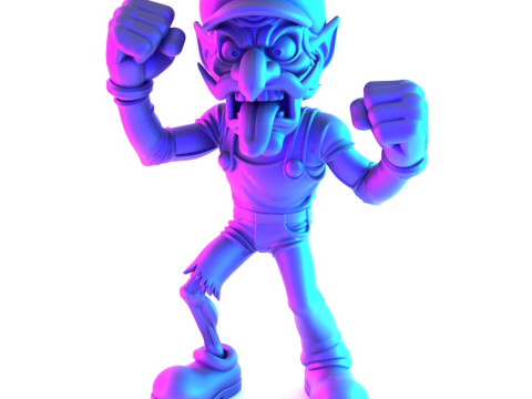 3D Printing Zombie Waluigi Super Mario Parody toy 3D Модель