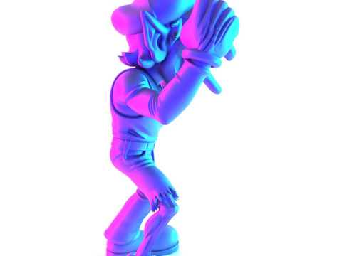 3D Printing Zombie Waluigi Super Mario Parody toy 3D Модель