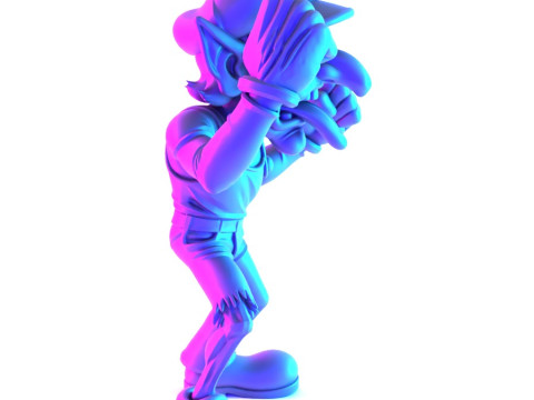 3D Printing Zombie Waluigi Super Mario Parody toy 3D Модель