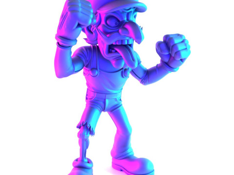 3D Printing Zombie Waluigi Super Mario Parody toy 3D Модель