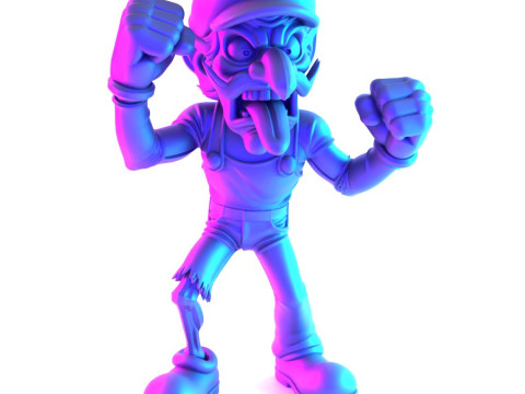 3D Printing Zombie Waluigi Super Mario Parody toy 3D Модель