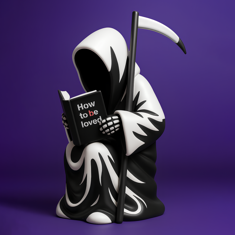 3D Printing Grim Reaper Death Reading How to be loved Heartbreak toy 3D 모델 .c4d .max .obj .3ds .fbx .stl .blend 