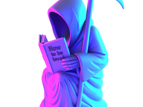 Stampa 3D Grim Reaper Death Reading Come essere amati Giocattolo crepacuore Modello 3D