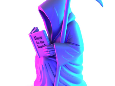 Stampa 3D Grim Reaper Death Reading Come essere amati Giocattolo crepacuore Modello 3D
