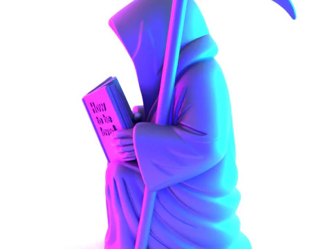 Stampa 3D Grim Reaper Death Reading Come essere amati Giocattolo crepacuore Modello 3D