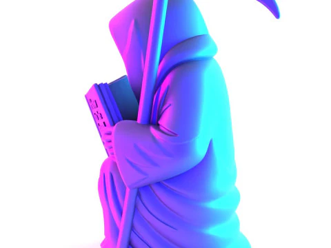 Stampa 3D Grim Reaper Death Reading Come essere amati Giocattolo crepacuore Modello 3D
