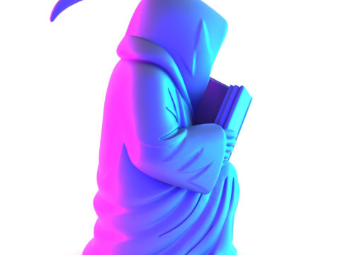 3D Printing Grim Reaper Death Reading How to be loved Heartbreak toy 3D 모델