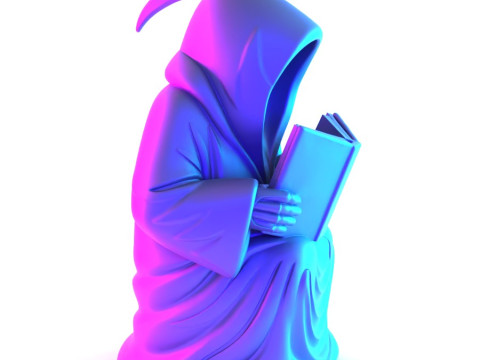3D Printing Grim Reaper Death Reading How to be loved Heartbreak toy 3D 모델