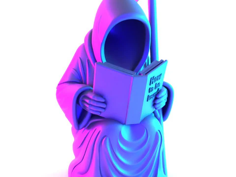 Stampa 3D Grim Reaper Death Reading Come essere amati Giocattolo crepacuore Modello 3D