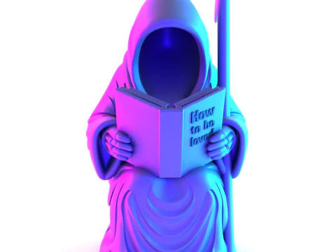 Stampa 3D Grim Reaper Death Reading Come essere amati Giocattolo crepacuore Modello 3D