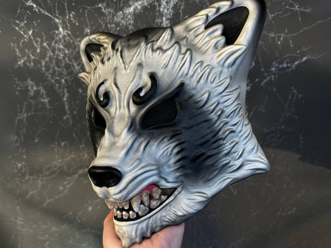 3D Printing White Japanese Kitsune Mask Crimson Fox toy 3D 모델