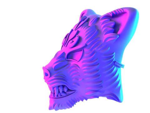 3D Printing White Japanese Kitsune Mask Crimson Fox toy 3D Model