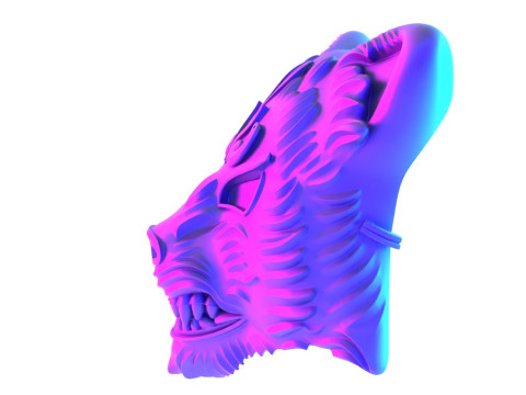 3D Printing White Japanese Kitsune Mask Crimson Fox toy 3Dモデル