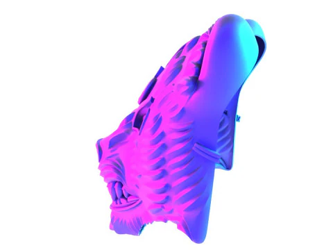 3D Printing White Japanese Kitsune Mask Crimson Fox toy 3D Model