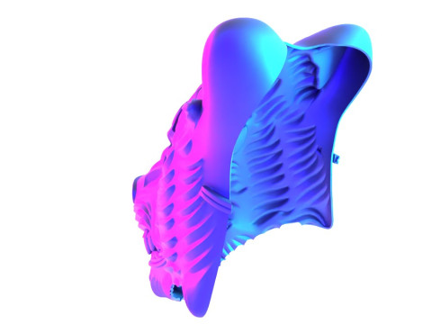 3D Printing White Japanese Kitsune Mask Crimson Fox toy 3Dモデル